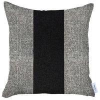 Gray and Black Centered Strap Throw Pillow