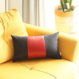 Black Base and Red Center Lumbar Throw Pillow