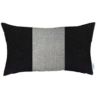 Black and White Midsection Lumbar Throw Pillow