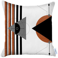 Orange and White Modern Geometric Throw Pillow