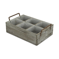 Rustic Graywash Six Slot Wooden Caddy