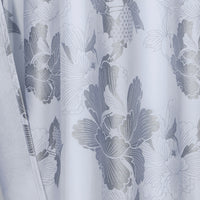 Silver and White Floral Printed Shower Curtain