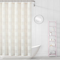 Cream Striped Embroidered Shower Curtain