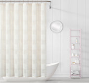 Cream Striped Embroidered Shower Curtain