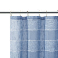 Blue Striped Embroidered Shower Curtain