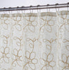 Tan and White Floral Embroider Shower Curtain