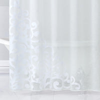 White Contemporary Velvet Scroll Shower Curtain