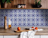 5" X 5" Blue And White Mosaic Peel And Stick Removable Tiles