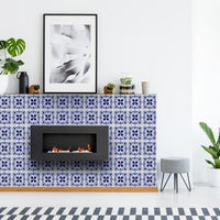 5" X 5" Blue And White Mosaic Peel And Stick Removable Tiles