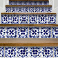 5" X 5" Blue And White Mosaic Peel And Stick Removable Tiles