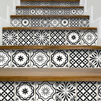 4" X 4" Black and White Multi Peel and Stick Removable Tiles