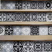 4" X 4" Black White and Gray Mosaic Peel and Stick Tiles