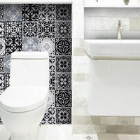 5" X 5" Black White and Gray Mosaic Peel and Stick Tiles