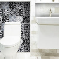 8" X 8" Black White and Gray Mosaic Peel and Stick Tiles