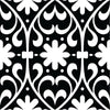 4" X 4" Black and White Floral Peel and Stick Removable Tiles