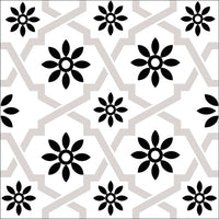 5" X 5" Black and White Lil Daisy Peel and Stick Removable Tiles