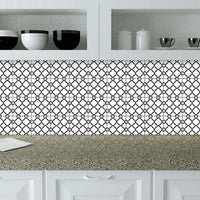 4" X 4" Black and White Quatrefoil Peel and Stick Tiles