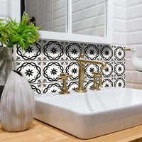 5" X 5" Black and White Rolla Peel and Stick Removable Tiles