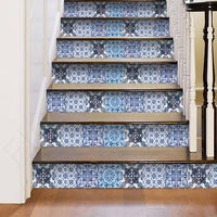 4" X 4" Mediterranean Blues Mosaic Peel and Stick Tiles