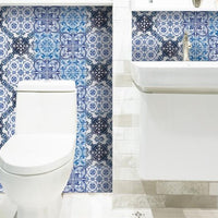 4" X 4" Mediterranean Blues Mosaic Peel and Stick Tiles