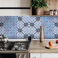 7" X 7" Mediterranean Blues Mosaic Peel and Stick Tiles