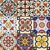 4" X 4" Blue Red Yellow Mosaic Peel And Stick Tiles