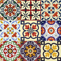 4" X 4" Blue Red Yellow Mosaic Peel And Stick Tiles