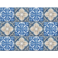 4" X 4" Blues and Crema Peel And Stick Removable Tiles