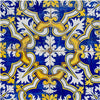 4" X 4" Blue and Yellow Links Peel And Stick Tiles