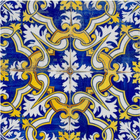 8" X 8" Blue and Yellow Links Peel And Stick Tiles