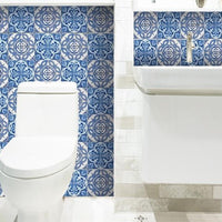 4" X 4" Blue and White Medi Peel And Stick Tiles