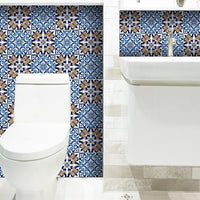 4" X 4" Blue White Golden Peel And Stick Tiles