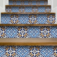 4" X 4" Blue White Golden Peel And Stick Tiles