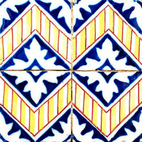 5" X 5" Blue Yellow Zig Peel and Stick Tiles