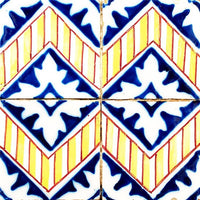 7" X 7" Blue Yellow Zig Peel and Stick Tiles