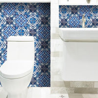 4" X 4" Blue Multi Mosaic Peel And Stick Tiles