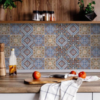 4" X 4" Blue Warm Tones Mosaic Peel And Stick Tiles