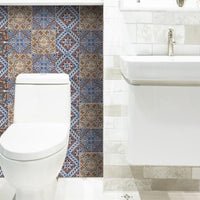 4" X 4" Blue Warm Tones Mosaic Peel And Stick Tiles