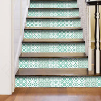 5" x 5" Light Green And White Geo Peel and Stick Removable Tiles