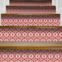 8" x 8" Brick Red And White Scroll Peel and Stick Removable Tiles