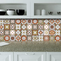 6" x 6" Retro Orange Mosaic Peel and Stick Removable Tiles