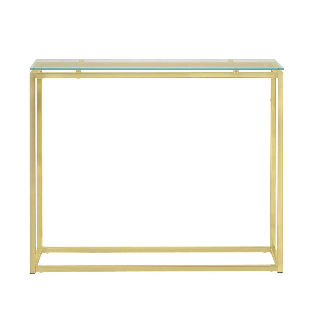 Geo Rectangle Clear Glass and Gold Console Table