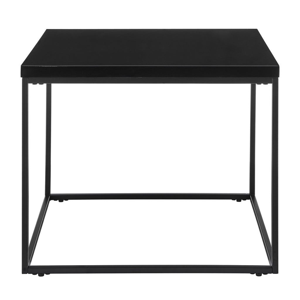 Modern Black Gloss and Matte Black Cube Side Table