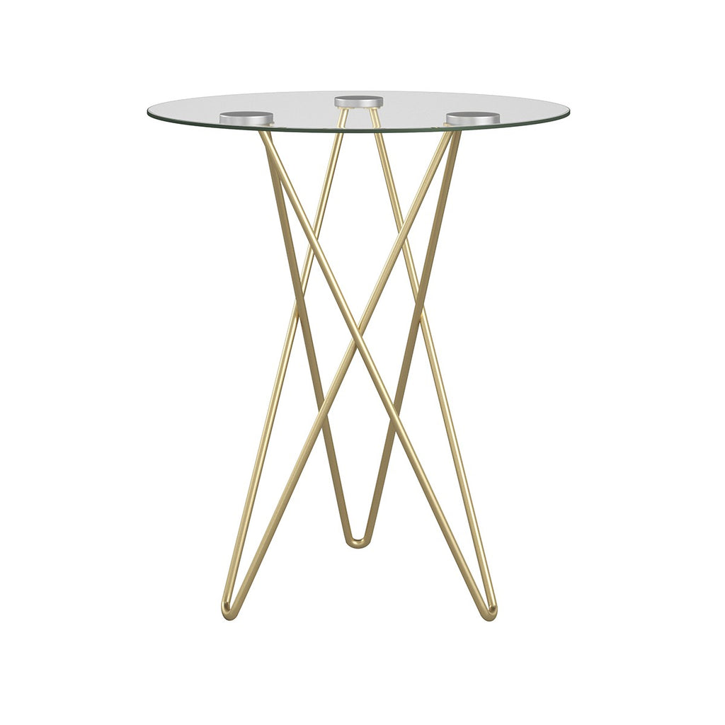 Geometric Clear Glass and Gold Round Table