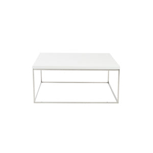 White and Chrome High Gloss Square Coffee Table