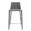 36" Gray Steel Low Back Counter Height Bar Chair With Footrest