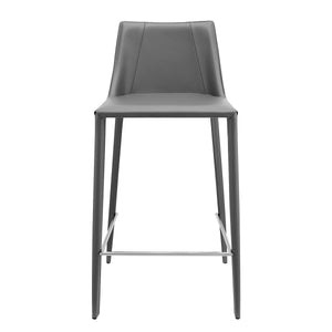 36" Gray Steel Low Back Counter Height Bar Chair With Footrest