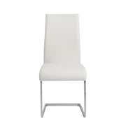 Set of Four White Faux Faux Leather Long Back Cantilever Chairs