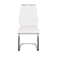 Set of Two White Faux Leather Cantilever Chairs