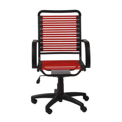 Red Swivel Adjustable Task Chair Bungee Back Steel Frame